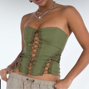 Princess Polly Eden lace up green corset